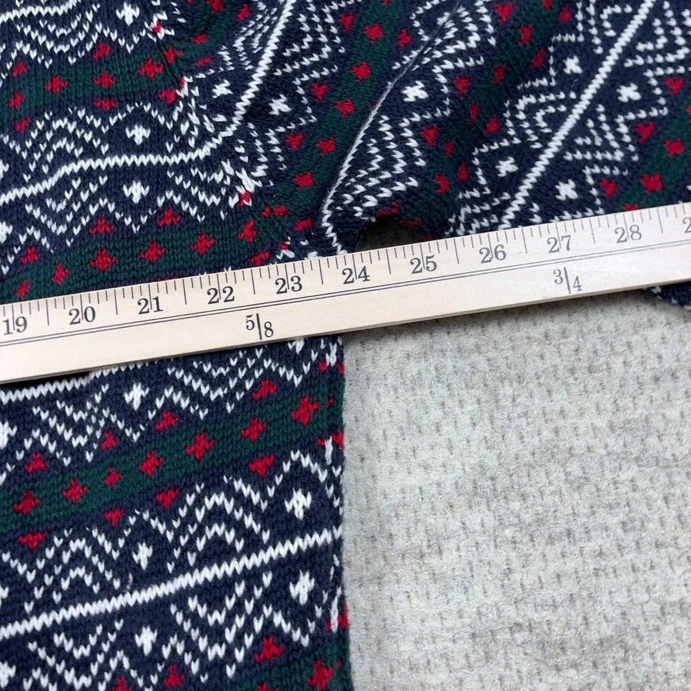 Vintage Grandpa Sweater Men XLT Blue Red Heavy Chunky Knit Geometric Nordic 90s‎